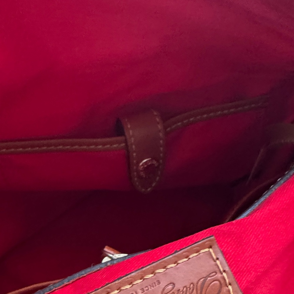 Dooney & Bourke Khaki Nylon Canvas Backpack with Leather Trim - Picture 8 of 12